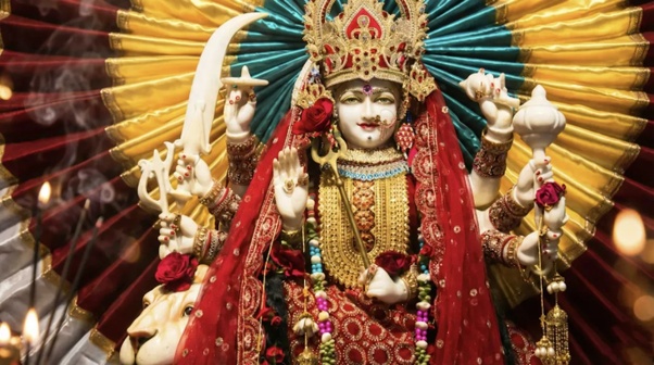 Mata Vaishno Devi murti in the Havan Hall near the shrine